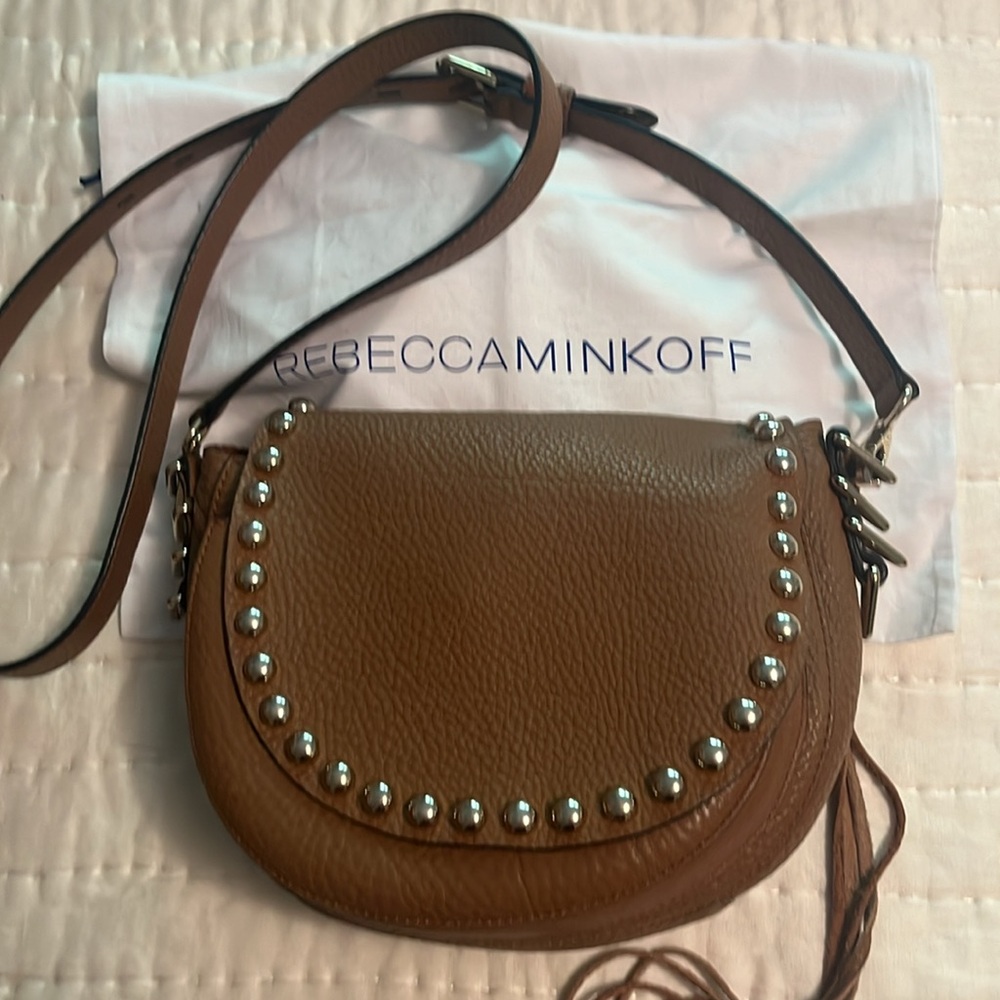 Rebecca Minkoff Studded Cross Body Unlined Saddle Bag - All Leather